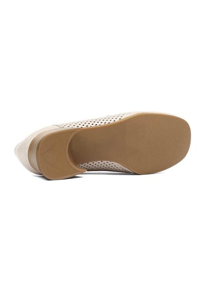 Kadın Vizon Kısa Kalın Topuklu Deri Ayakkabı