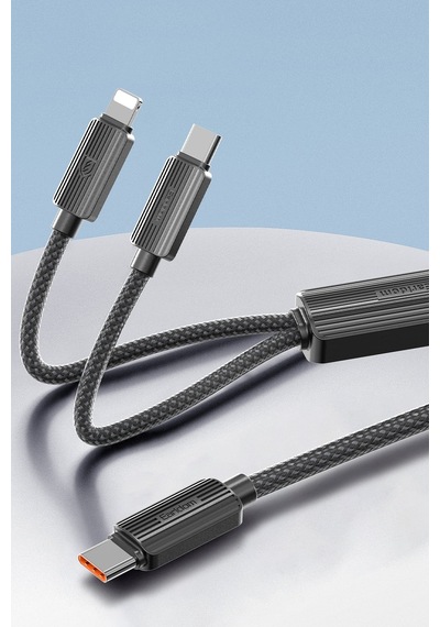 Earldom EC-IC01 1.2 M Çift Çıkışlı 2 in1 PD Hızlı Şarj Kablosu