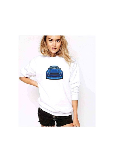 Mustang Baskılı Beyaz Kadın Sweatshirt