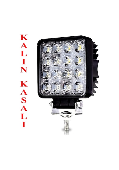 16 Led Kare Çalışma Lambası [kalın Kasa] Sis Lambası 1 Adet