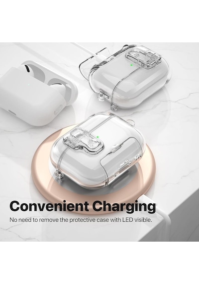 Apple Uyumlu AirPods Pro 3. Nesil İle Kılıf Standlı Kilitli Tpu Premium Matte Trip Case Şeffaf
