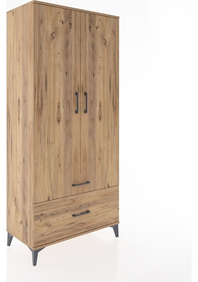 Hyperion Dolap 5 Raflı Tek Çekmeceli 2 Kapaklı 88x44x195 Çam-çam Atlas Çam