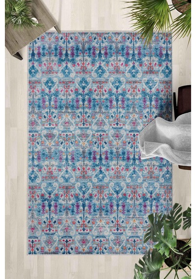 Kaymaz Taban Yıkanabilir Halı Mutfak, Salon, Yatak Odası İçin Modern Dijital Baskı Halı Slnhalı39 - 0131 Çok Renkli