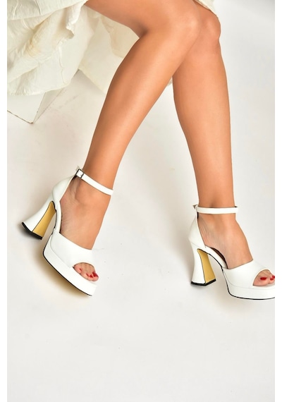 Fox Shoes Y404850209 Beyaz Kalın Topuklu Kadın Ayakkabı Beyaz
