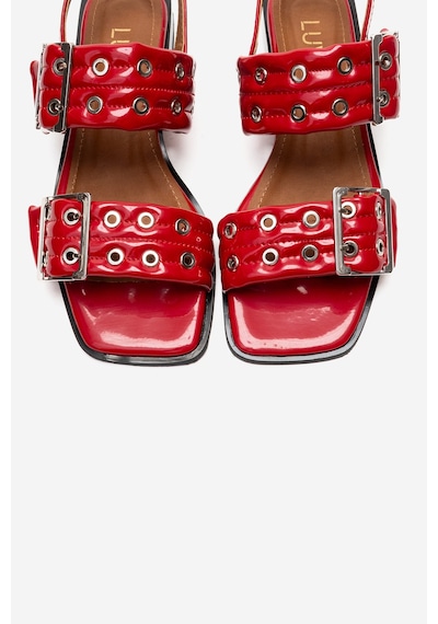 Luvishoes Blob Kırmızı Rugan Tokalı Kadın Sandalet Kırmızı