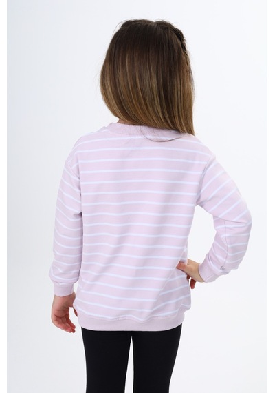 Toontoy Kız Çocuk Çizgili Sweatshirt Açık Lila