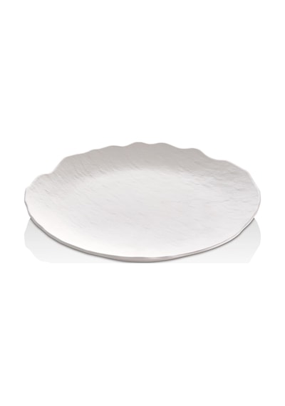 12 Adet Melamin Tatlı Tabağı Servis Tabağı - Makinede Yıkanabilir Mat Beyaz 32 Cm