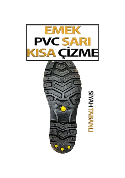 Pvc Kısa Çizme Sarı Tabanı Siyah
