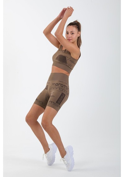 Maraton Active Slimfit Kadın Atlet Yaka Kolsuz Koşu Kakao Bra 813065-Kakao