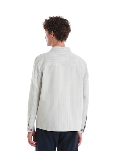 Hatemoğlu Bej Slim Fit Çizgili Mono Yaka Klasik Keten Ceket 14242024c001 25 Bej