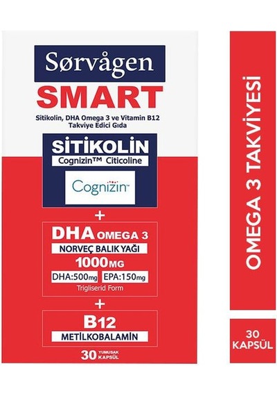 Sorvagen Smart Sitikolin Dha Omega 3 30 Kapsül