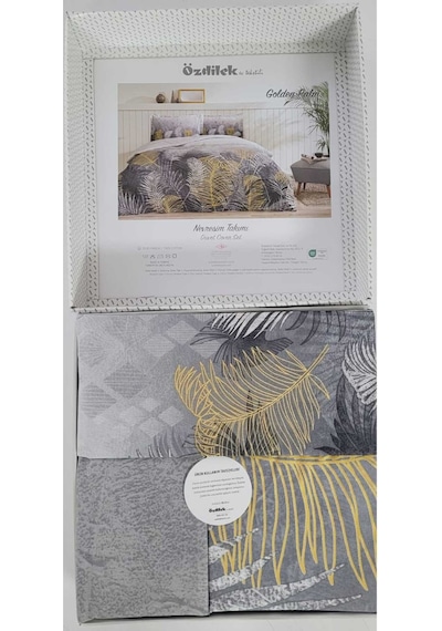 Özdilek Gri Golden Palm Çiftkişilik Nevtesim Takımı %100 Pamuk/cotton Renkli