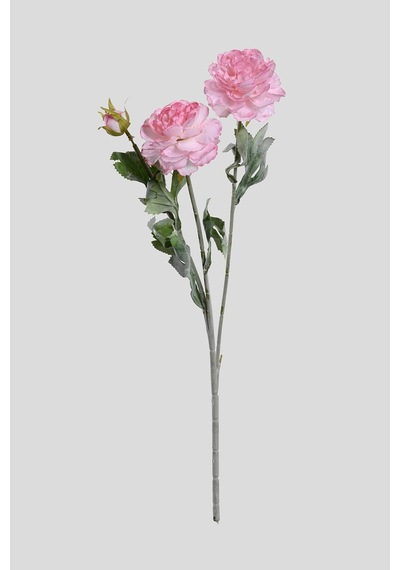Pembe Yapay Ranunculus Şakayık Çiçeği 3 Dallı Lüx İpeksi Dokulu 50 Cm