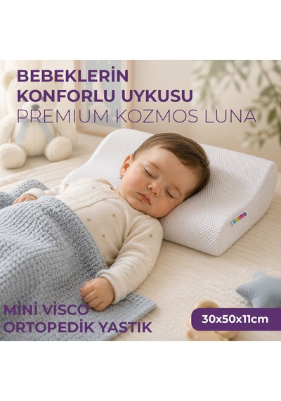Mini Visco Bebek Yastığı Kozmos Luna Serisi Beyaz