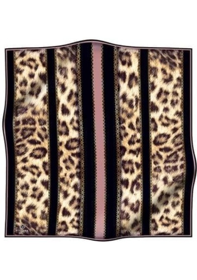 Vissona Tivil İpek Eşarp 17065 - 0019 - 0001 Pudra Leopar Desen Pembe