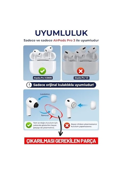 Airpods Pro 3 Uyumlu Toz Filtreli Premium Silikon Yedek Kulaklık Uçları Seti Xs/s/m