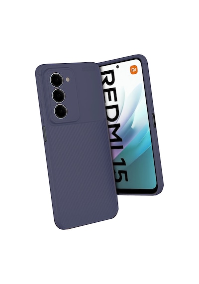 Xiaomi Redmi 15 4g Uyumlu Kılıf Karbon Tasarım Kamera Korumalı Silikon Telefon Kılıfı Kapak Lacivert