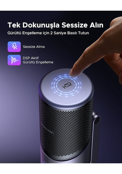 Ugreen Mikrofon 24bit/96khz Işıklı Usb Ses Kontrolü, Yayın, Oyun, Kayıt, Ps5 Kondenser Mikrofon, 35629