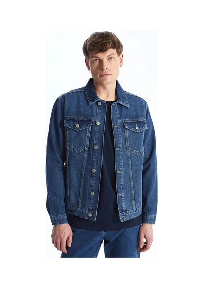 LC Waikiki Lcw Jeansındigo Standart Kalıp Erkek Jean Ceket Mavi
