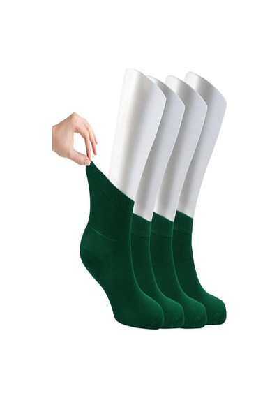 Ozzy Socks Kadın 4 Çift Bambu Lastiksiz Sıkmayan Diabetik Bilek Çorap Haki