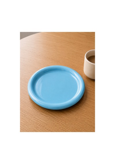 Seramik Mavi Donut Kahvaltı Pasta Yemek Ve Tatlı Servis Tabak 25 Cm Mavi - 913857946 Mavi