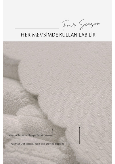 Soft Kürklü Koltuk Örtüsü 170x215 Cm Yumuşak Peluş Kaymaz Taban Kanepe Örtüsü Bej