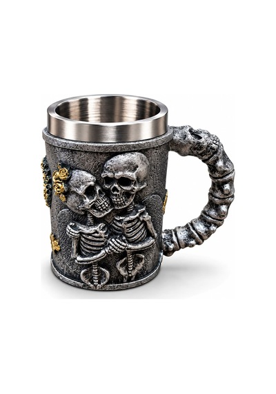 4 Adet 3d Kuru Kafa Tasarımlı Paslanmaz Çelik Kupa Bardak Dekoratif İçecek Kabı, Mug Cup, Ev/ofis Kullanımı, 12x9 Cm 1