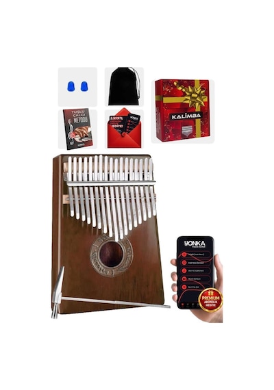 Midex Klx-553 Kalimba 1. Sınıf Maun Ağacı Mineral Çelik Paslanmaz 17 Tuş Tam Set