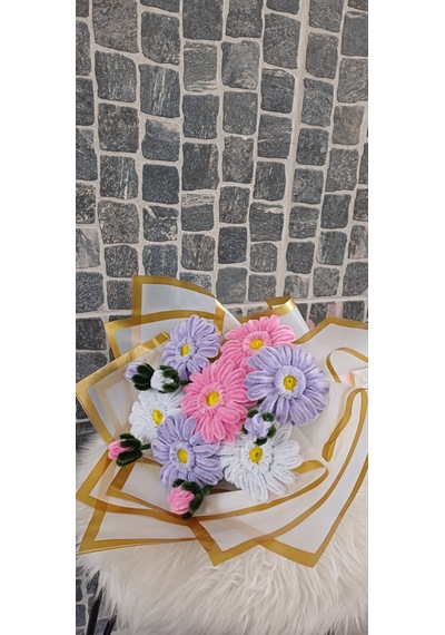 Gerbera Çiçek Buketi - Şönil Çiçek - Yapaydır Çok Renkli