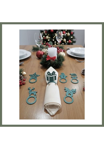 Bezos 6'lı Yılbaşı Peçete Halkası Seti Noel Sofra Süsü Dekoratif Peçete Yüzüğü Bezos1 Çok Renkli