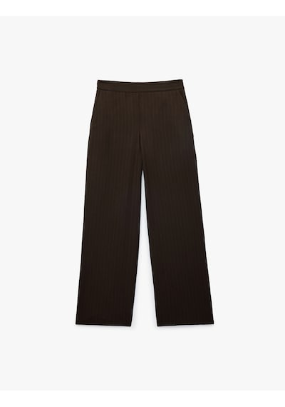 Koton Yüksek Bel Viskon Karışımlı Cepli Geniş Paça Pantolon Kahverengi Çizgili 6sak40334uw Koton Yüksek Bel Viskon Karışımlı Cepli Geniş Paça Pantolon Kahverengi Çizgili 6sak40334uw