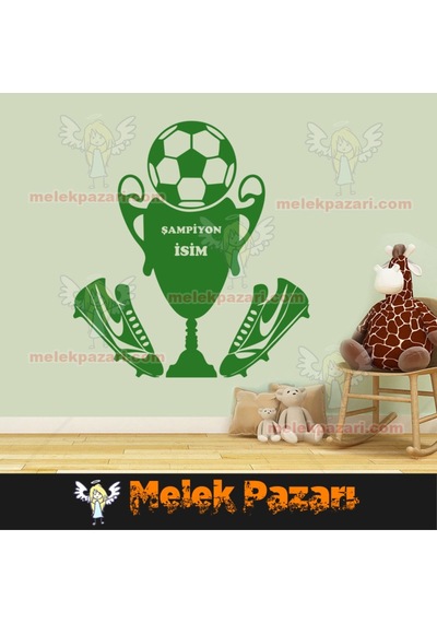 İsim Yazılabilir Şampiyon Futbol Duvar Sticker