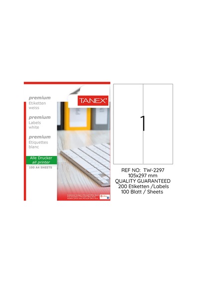 Tanex Tw-2297 105X297 MM Laser Etiket 100 Ad.
