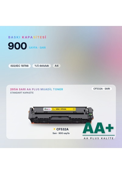 Hp 205a Cf532a Sarı Uyumlu Toner Aa Plus / Color Laserjet Pro M154 / M180 / M181