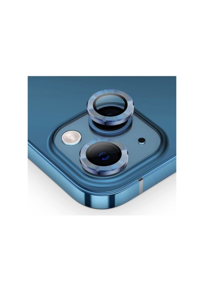 Apple Uyumlu iPhone 13 Mini Kamera Koruyucu Lens Mercek Metal Çerçeveli 2li Set Mavi Blue