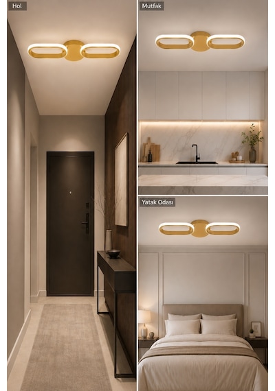 Hilton 2'li Led Plafonyer Avize Beyaz Işık Eskitme