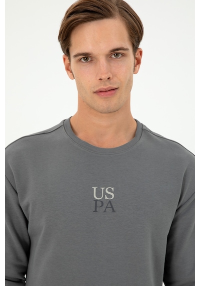 U.S. Polo Assn. Erkek Comfort Fit Bisiklet Yaka Gri Basic Sweatshirt 50293420-VR024