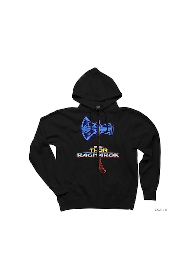 Thor Stormbreaker 2 Siyah Fermuarlı Kapşonlu Sweatshirt Siyah
