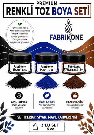 3'lü Set Premium Parafin Soya Wax Toz Mum Boyası Hobi Seti - 5 Cc Siyah, Mavi, Kahverengi Bkfab3smkh5g Karışık