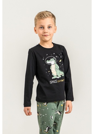 Rolypoly Erkek Çocuk Space Explorer Siyah Uzun Kol Pijama Takım Rp3862-c-v2 Rp3862-c-v2