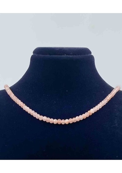 Güneş Taşı Doğal Taş Kolye Faset Kesim 3 4 Mm Pembe