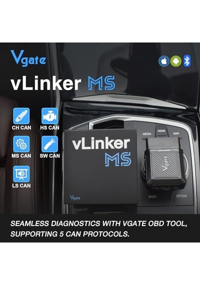 Vgate Vlinker Ms Bluetooth Obd2 Araç Tarama Cihazı İphone/ios, Android Ve Windows İçin, Çoklu Can Protokollerini Destekler Gmlan, Ms Can, Ch Can, Ls Can