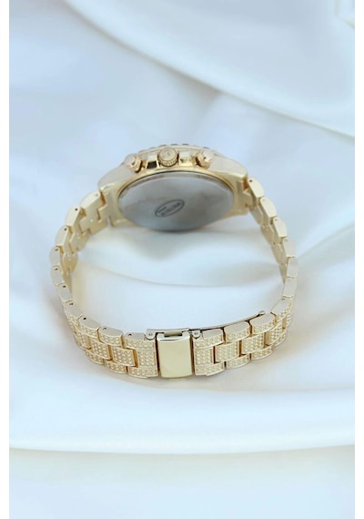 Clariss Trend Gold Metal Kordonlu Zirkon Taş Kaplama Renkli Taşlı Kasa Tasarımlı Lüx Kadın Kol Saati Diğer