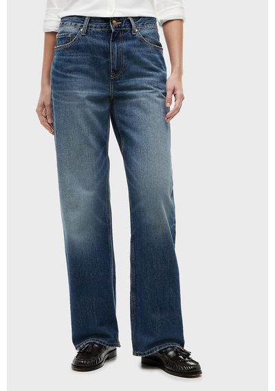 Tommy Hilfiger Pamuklu Loose Fit Düz Paça Jeans Kadın Kot Pantolon Ww0ww50963 1a9 Mavi