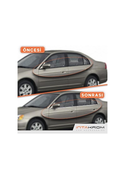 intakrom Honda Civic Krom Cam Çıtası 4 Parça 2001 - 2003
