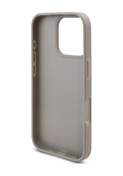 Apple Uyumlu iPhone 16 Pro Max Kılıf Guess Lisanslı Üçgen Logolu Taşlı Kapak Gümüş