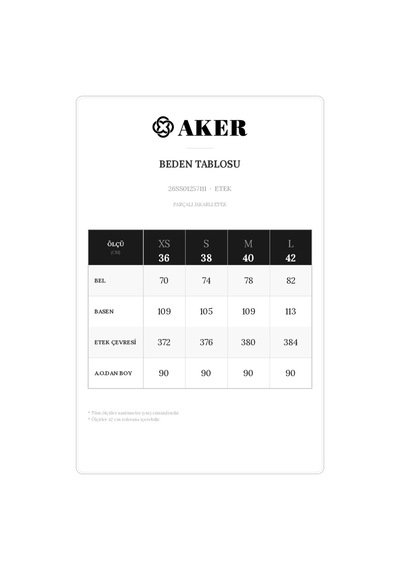 Aker Siyah Parçalı Jakarlı Etek Siyah Siyah