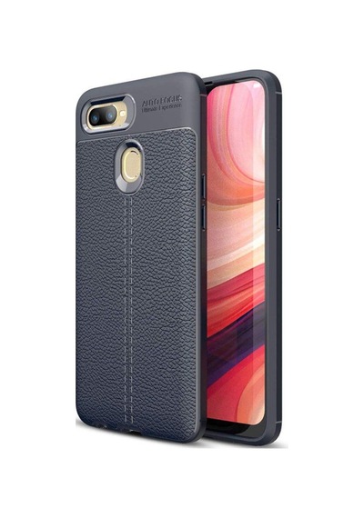 Oppo Ax7 Kilif Lüx Deri Tam Korumali Silikon Kapak 400006668