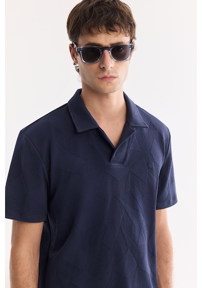 Avva Erkek Lacivert Apaj Yaka Kolay Ütülenen Elastan Regular Fit T-shirt A61y1156
