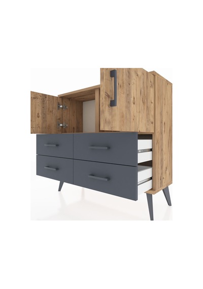 Arges Şifonyer 2 Raflı 4 Çekmeceli 2 Kapaklı 88x30x80 Çam-çam/antrasit Çam/antrasit Arges Şifonyer 2 Raflı 4 Çekmeceli 2 Kapaklı 88x30x80 Çam-çam/antrasit Çam/antrasit